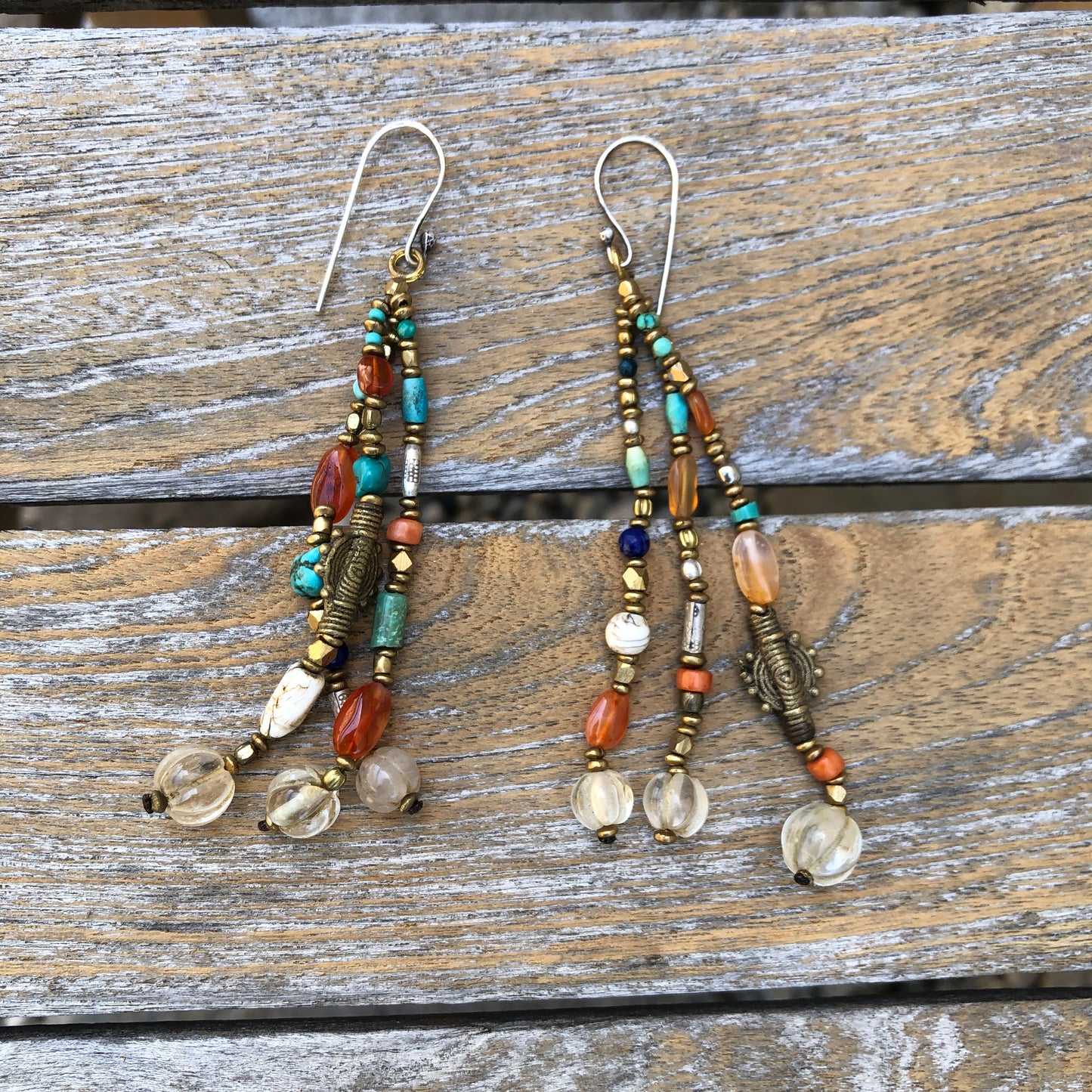 Multi Stone Dangle Earrings