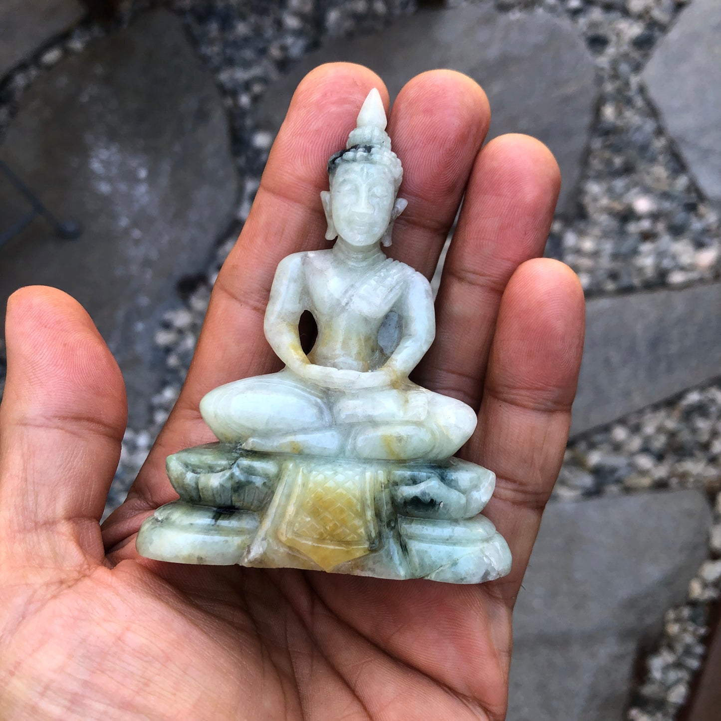 Green Jade Seated Buddha Figurine