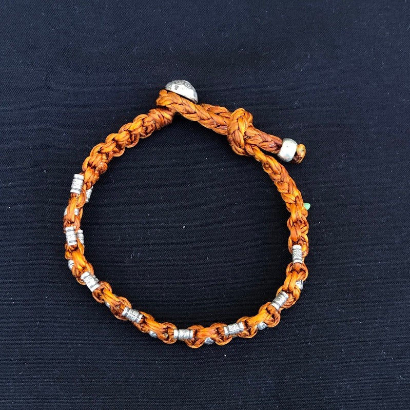 Braided Silver Beads Bracelet