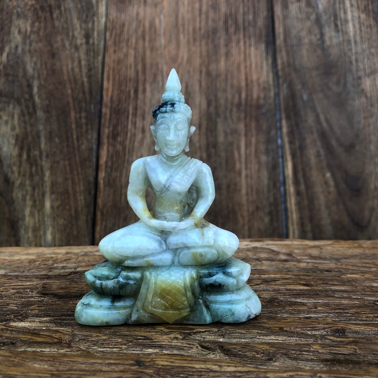 Green Jade Seated Buddha Figurine