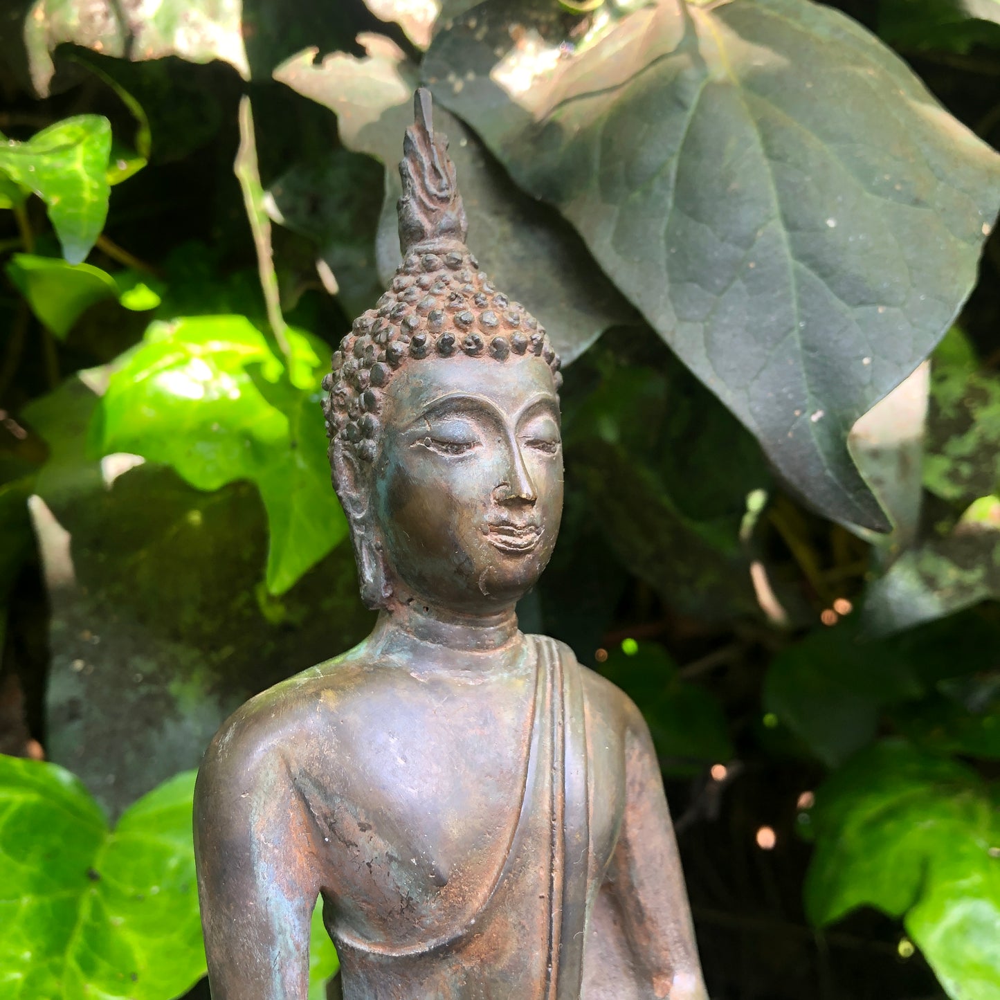 Seated Sukhothai Buddha Sculpture in Earth Touching Mudra