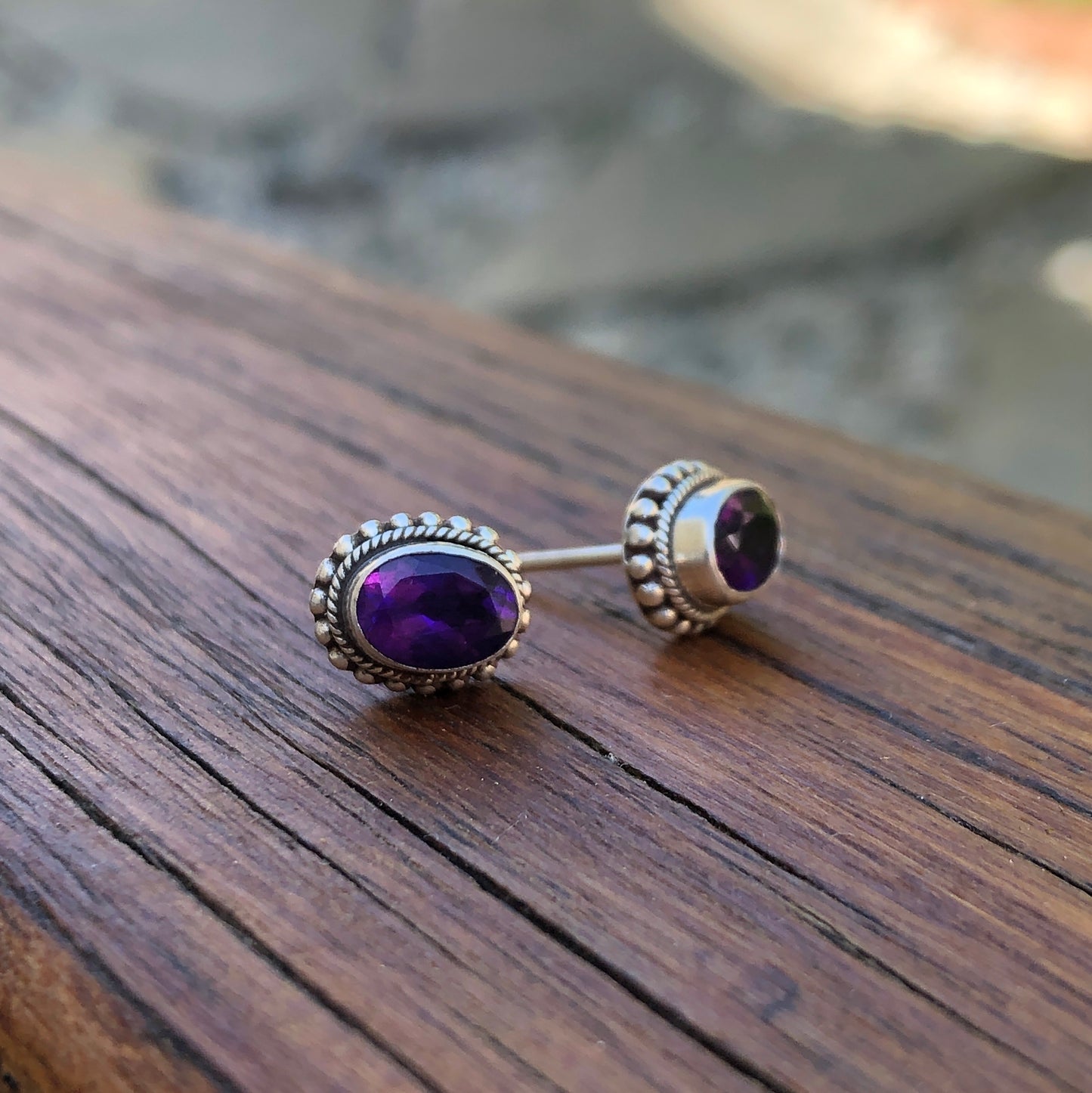 Amethyst Stud Earrings