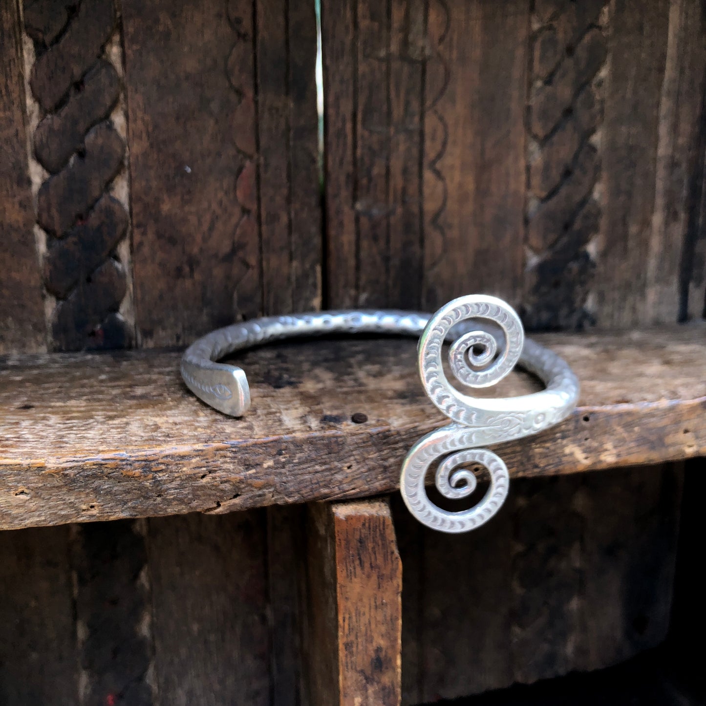 Hammered Hilltribe Silver Cuff Bracelet
