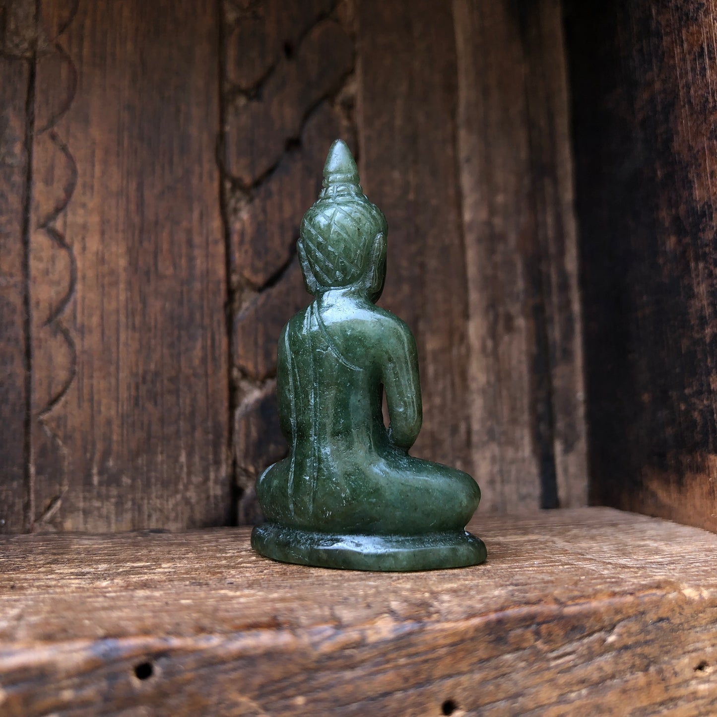 Seated Buddha Figurine In Natural Jade