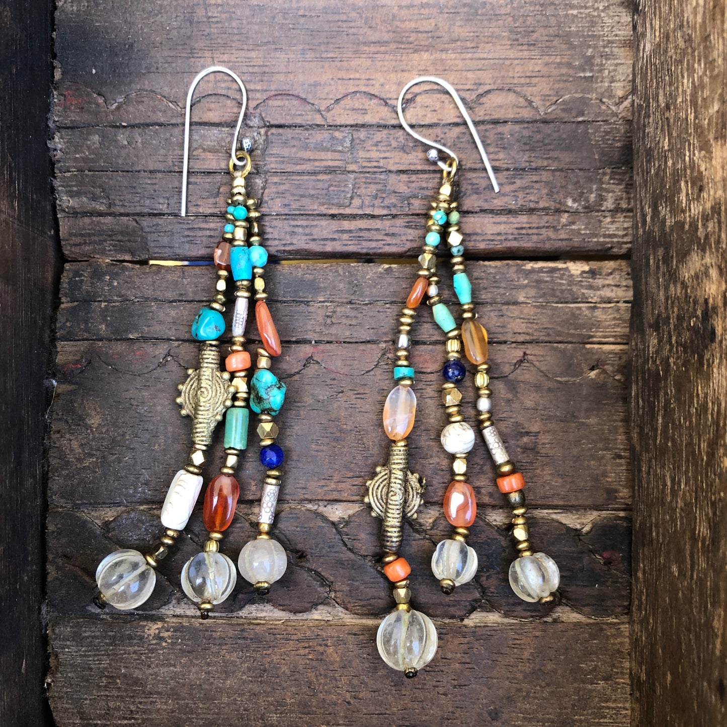 Multi Stone Dangle Earrings