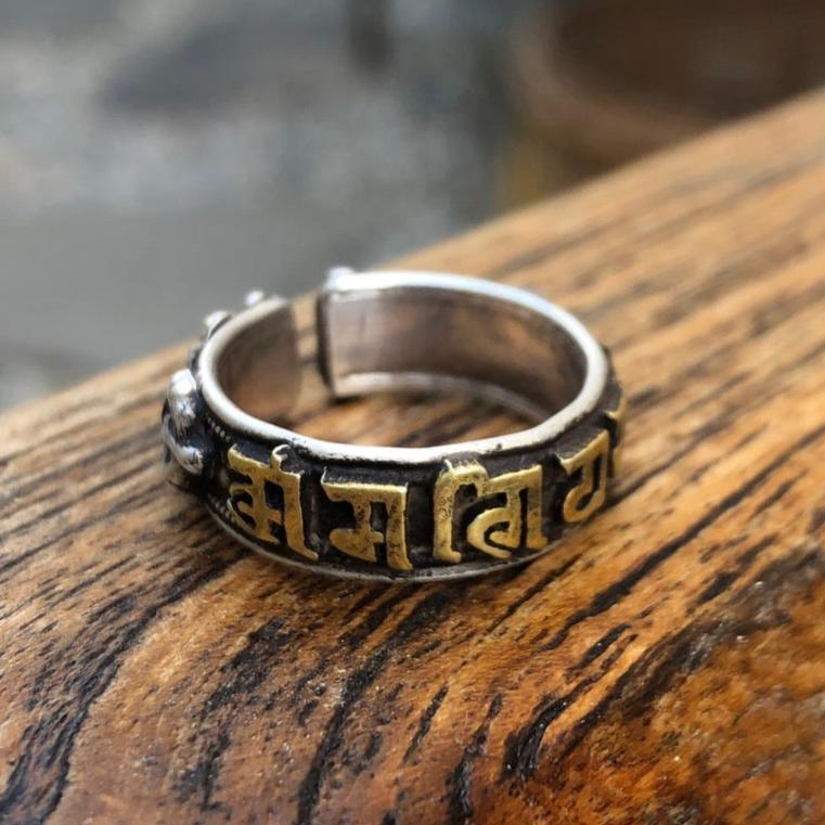 Om Mani Mantra Silver Ring