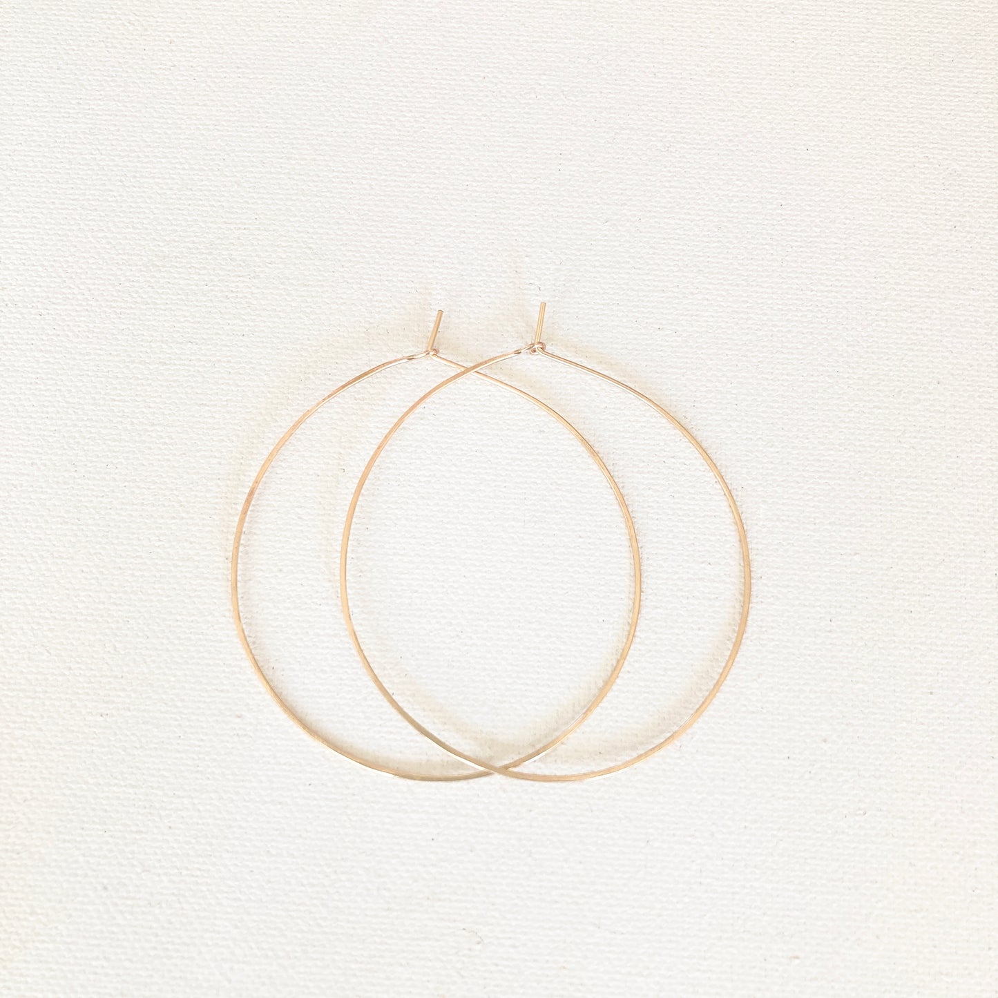 Simple 14K Gold Filled Hammered Hoops Skinny Wire Jewelry