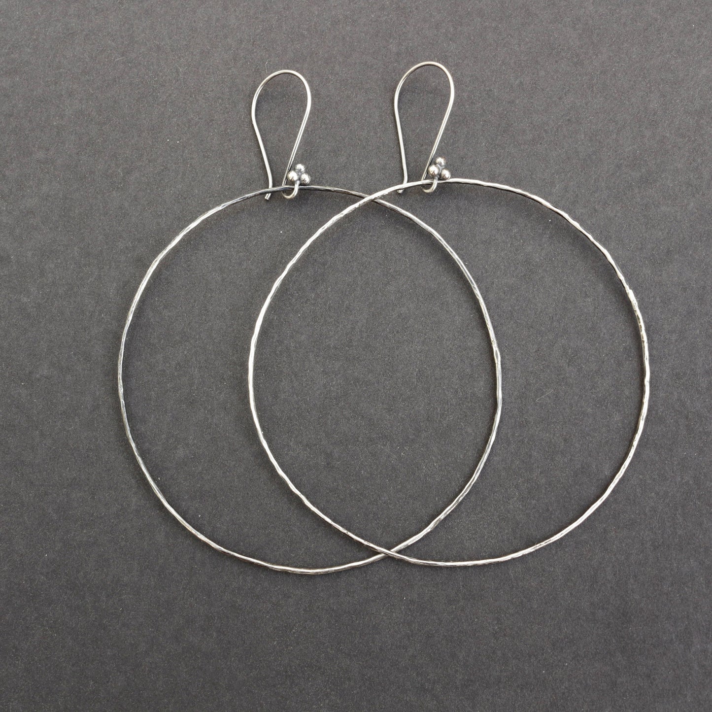 Hammered Sterling Silver Large Hoop Earrings