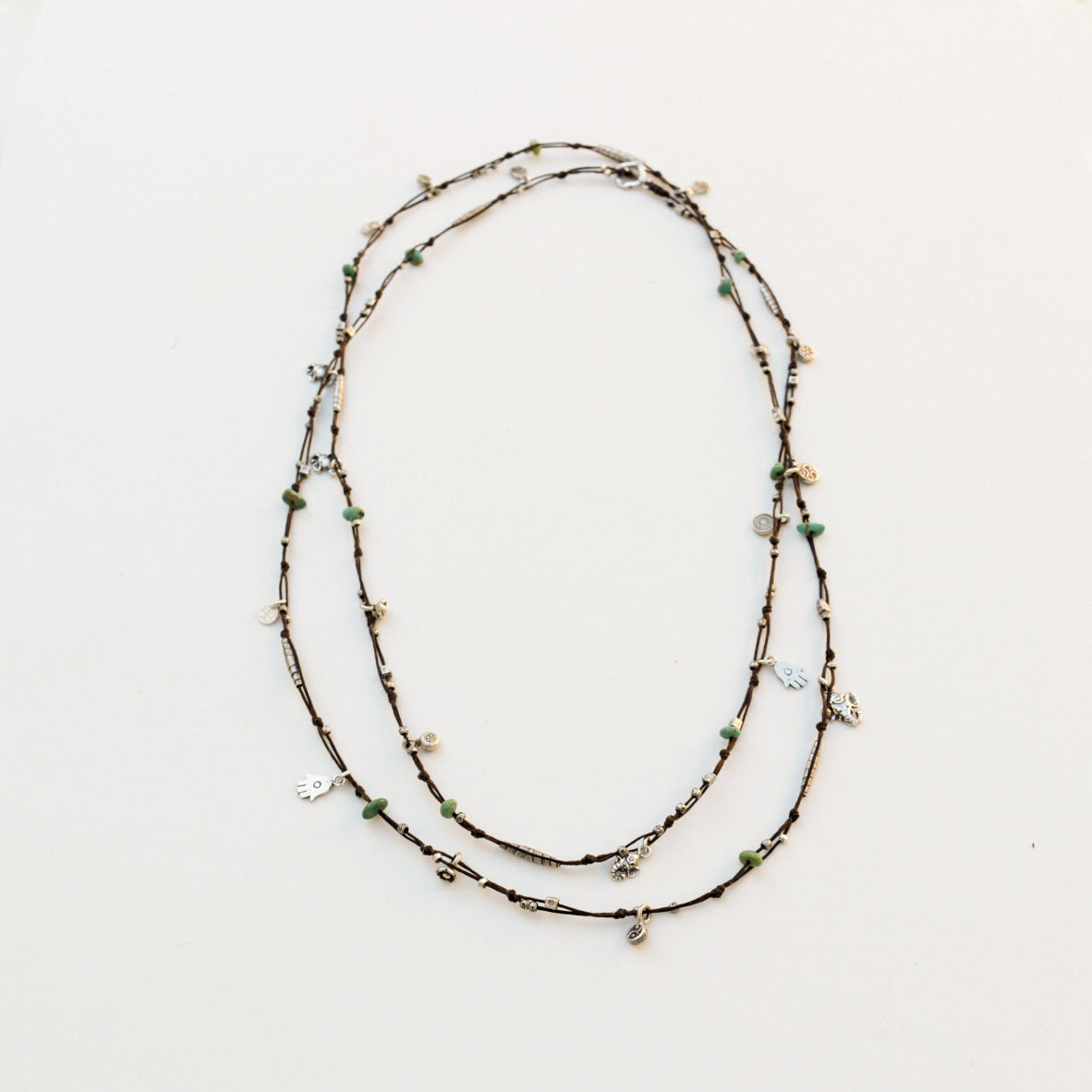 Silver Charmed Long Necklace - Trendivine