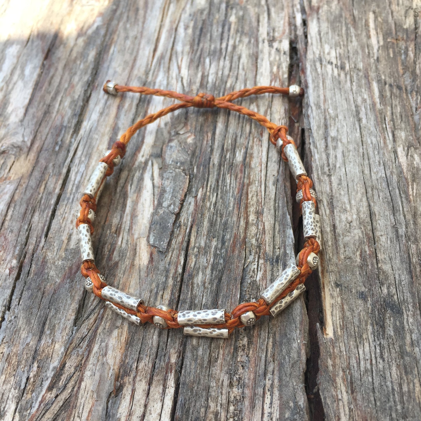 Braided Silver Beads Bracelet