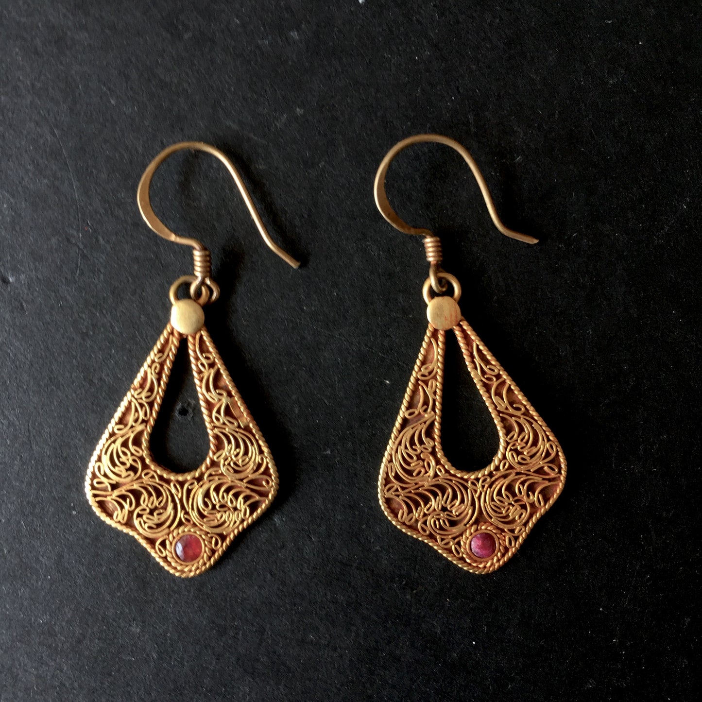 Faceted Ruby Dangle Earrings