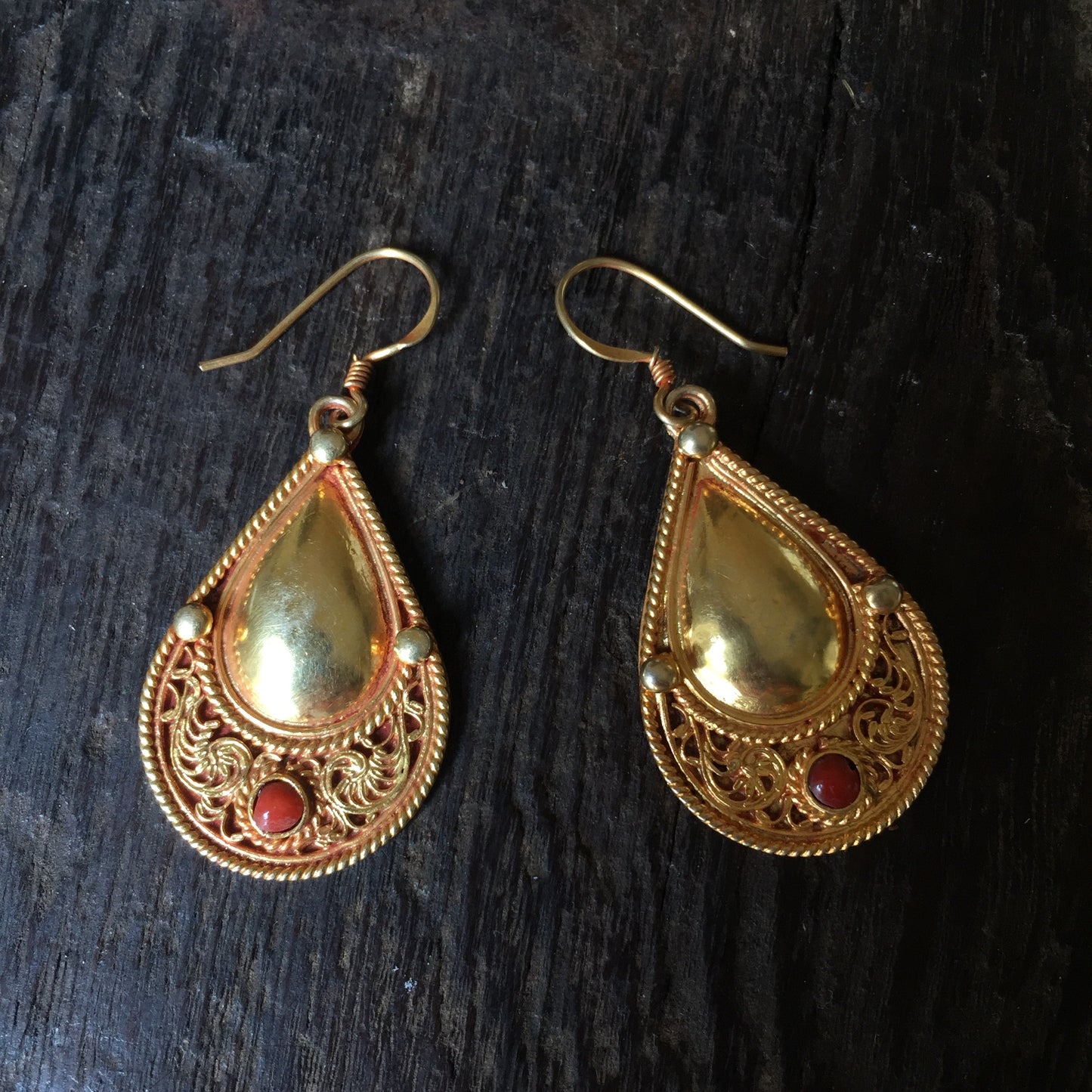 Coral Teardrop Dangle Earrings
