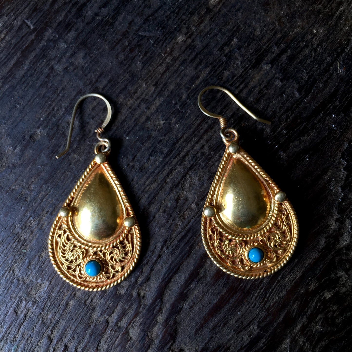 Teardrop Filigree Vermeil Earrings