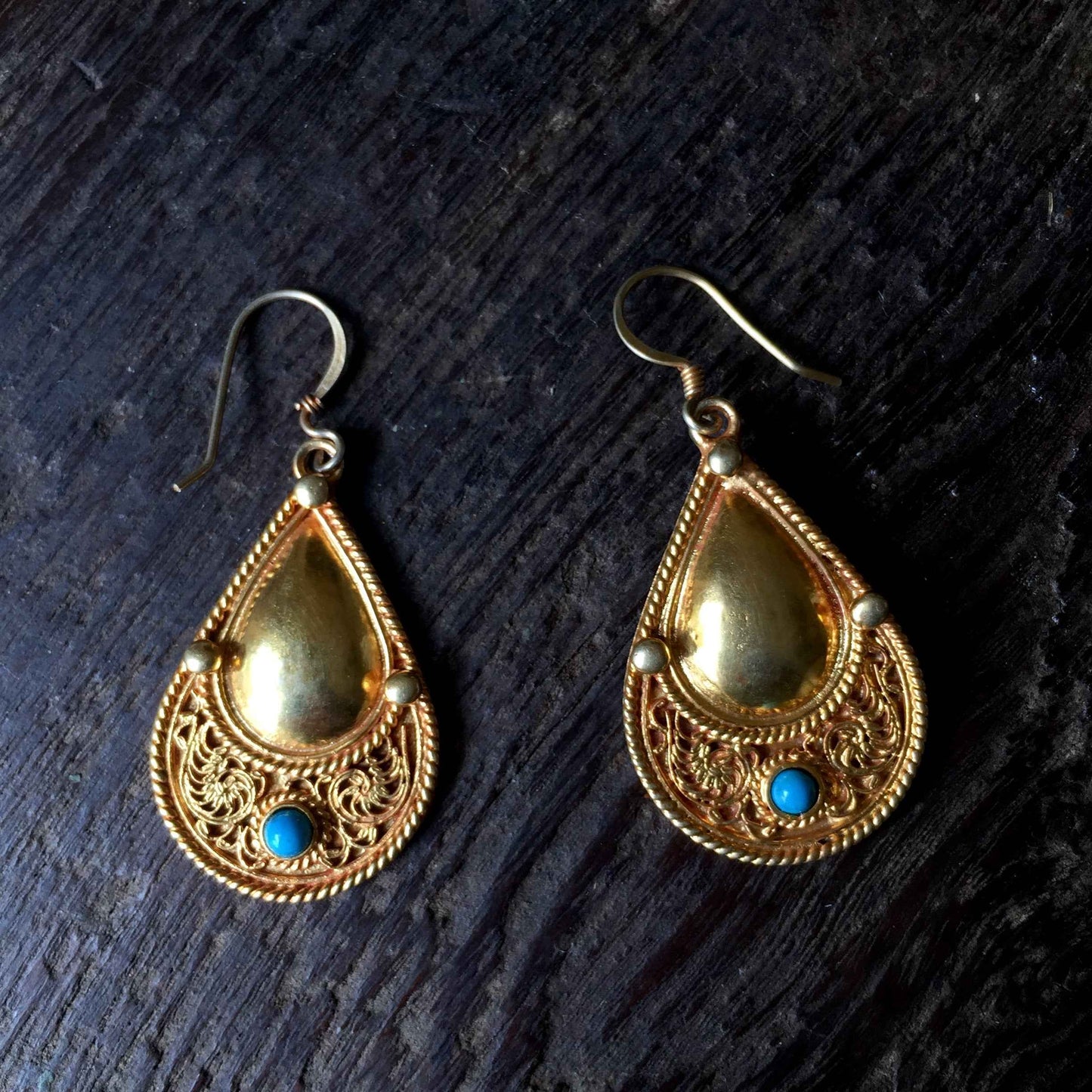 Teardrop Filigree Vermeil Earrings