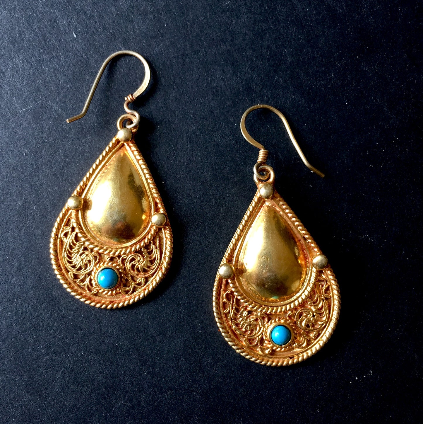 Teardrop Filigree Vermeil Earrings