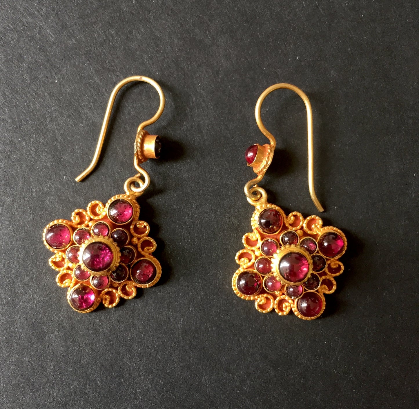 garnet mandala earrings