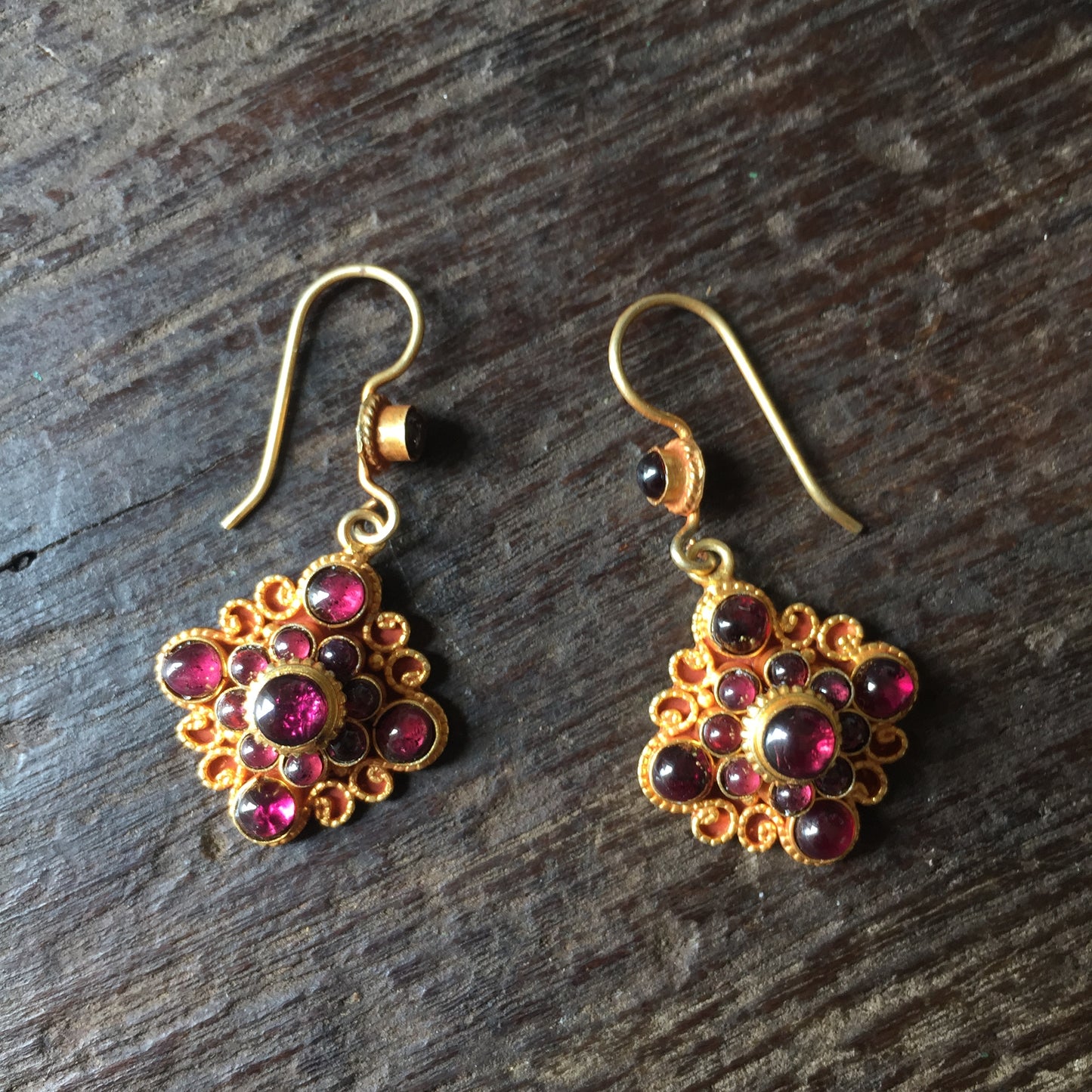 Garnet Mandala Dangle Earrings