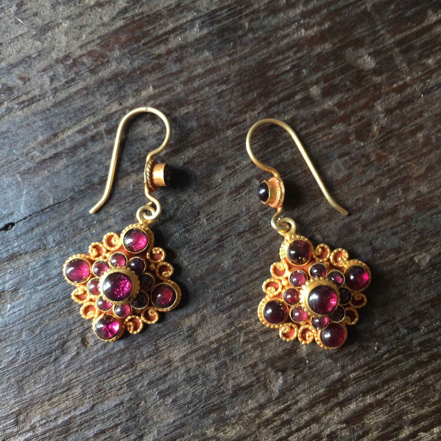 Garnet Mandala Dangle Earrings