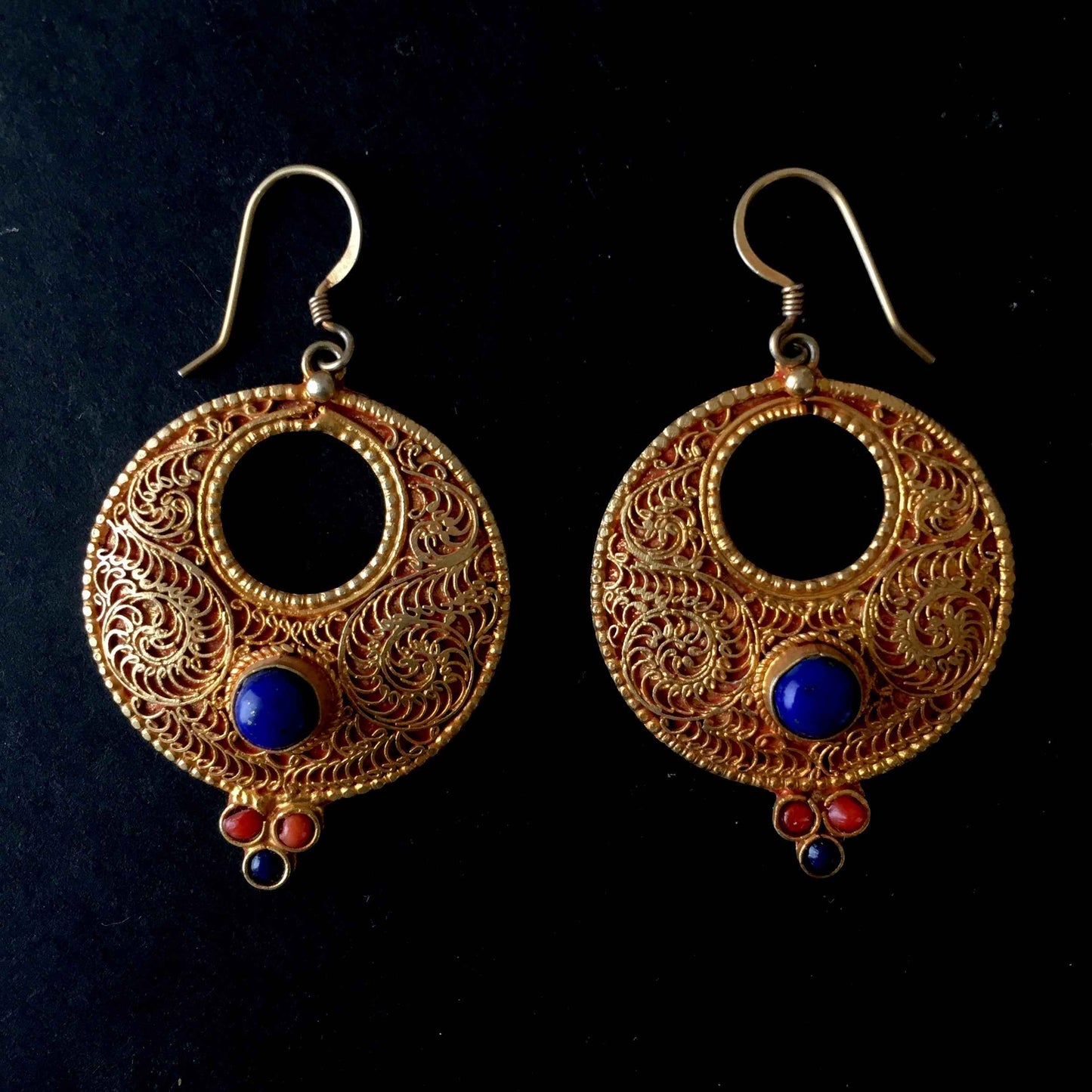 Lapis Lazuli Filigree Earrings
