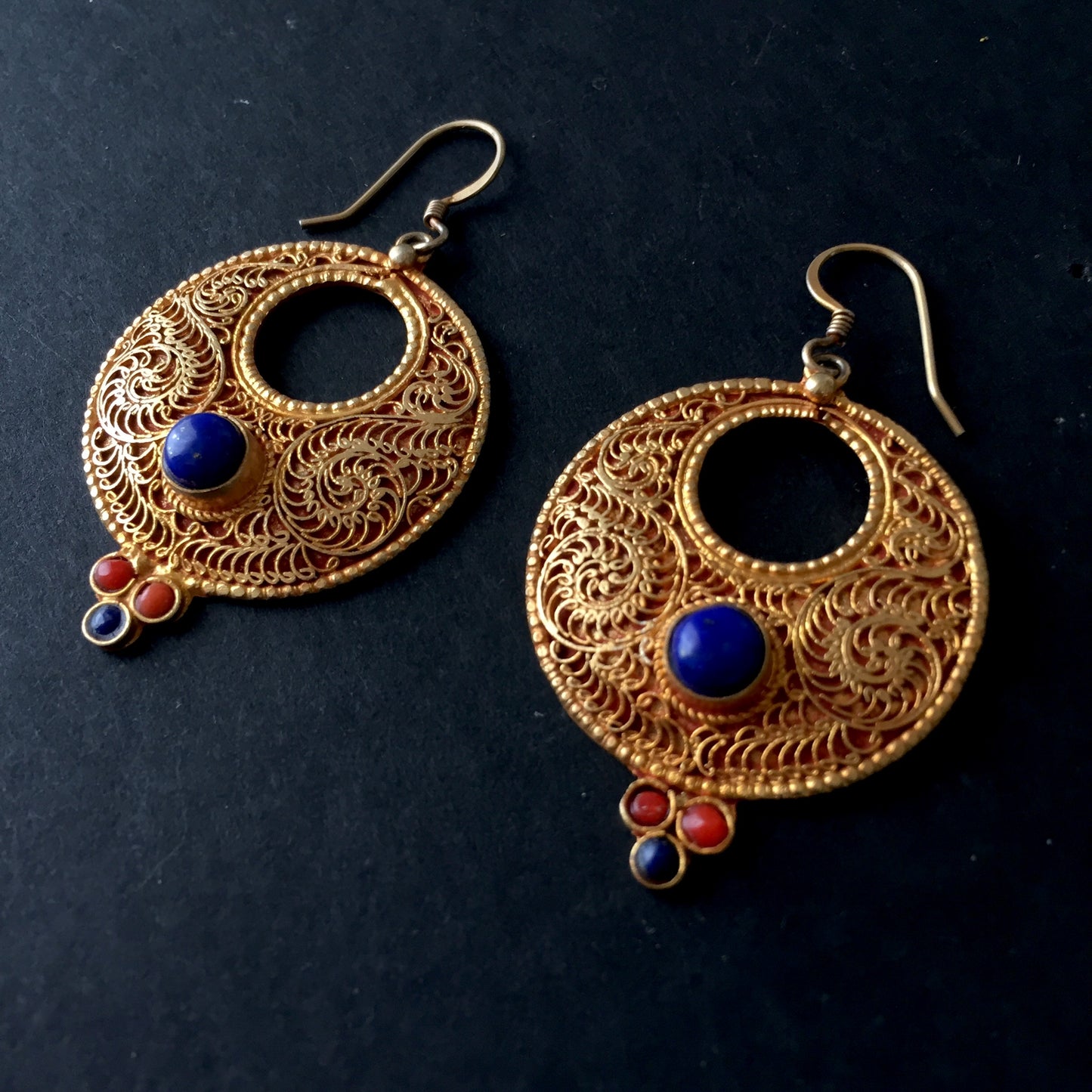 Lapis Lazuli Filigree Earrings