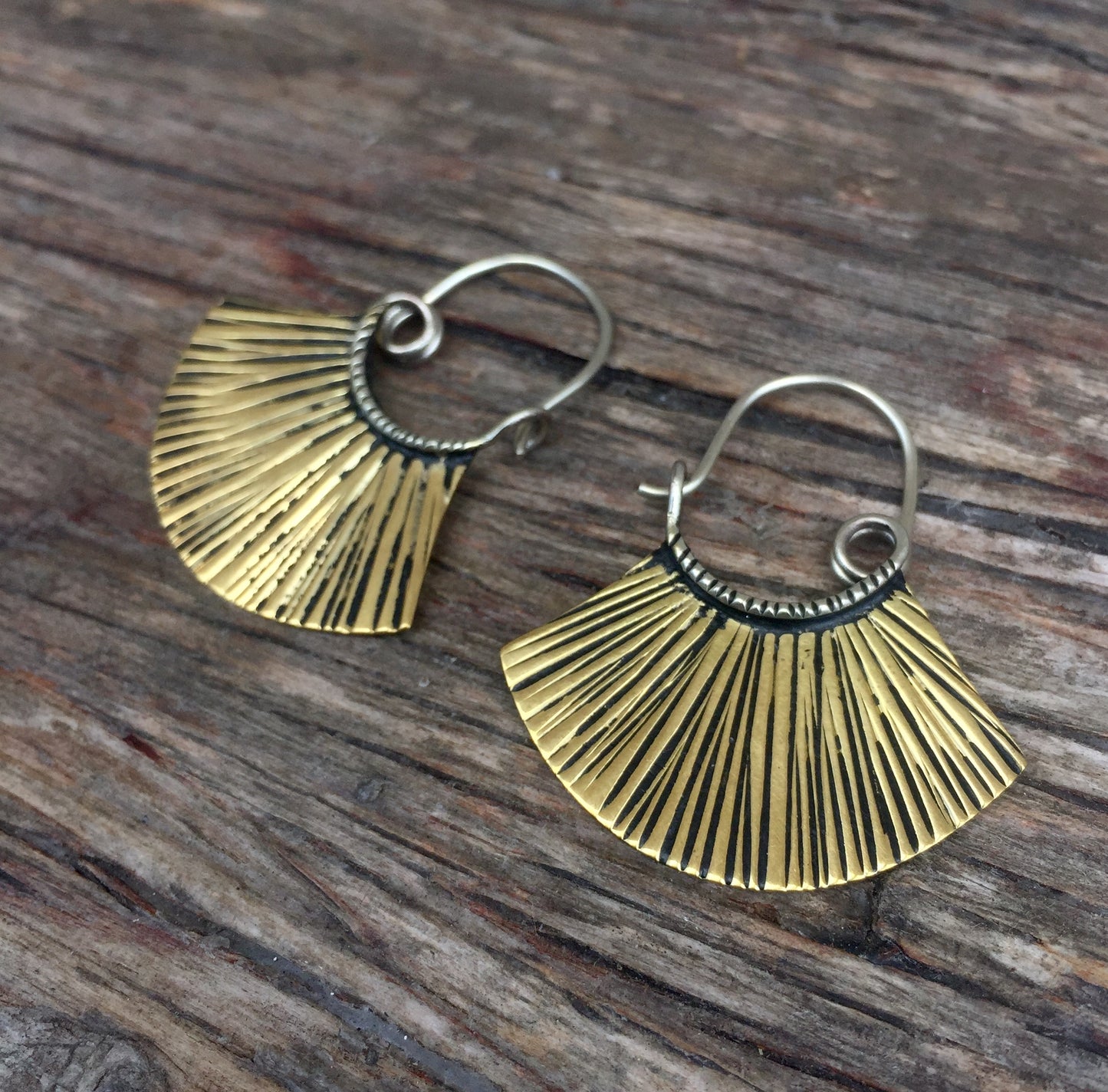 Brass Fan Earrings