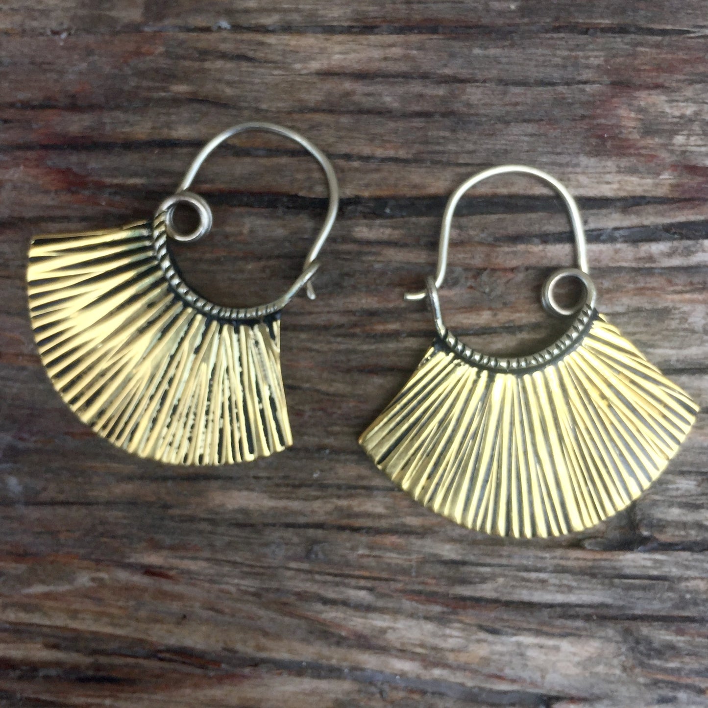 Brass Fan Earrings