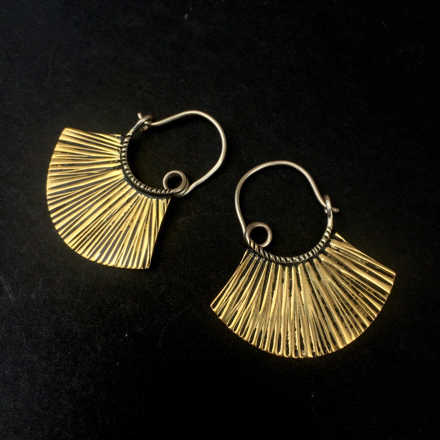 Brass Fan Earrings