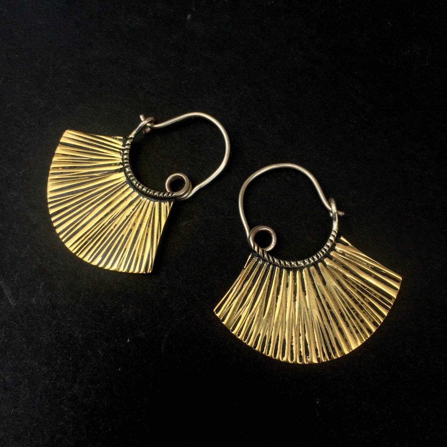 Brass Fan Earrings