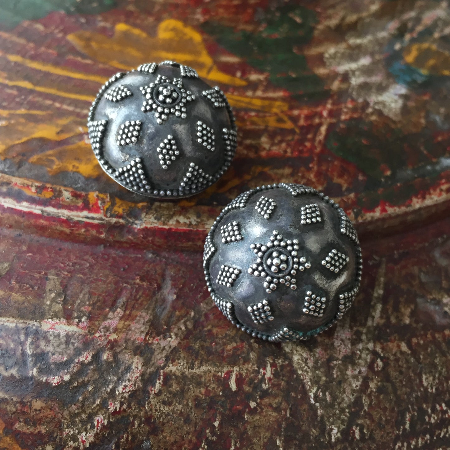 Vintage Granule Sterling Earrings