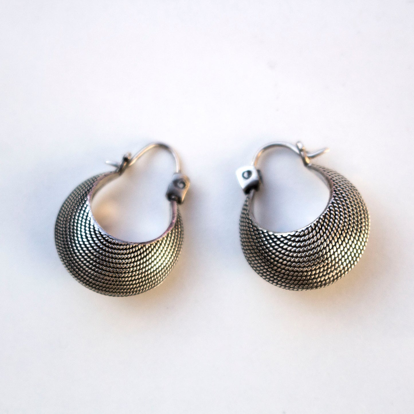 Twisted Wire Silver Hoops