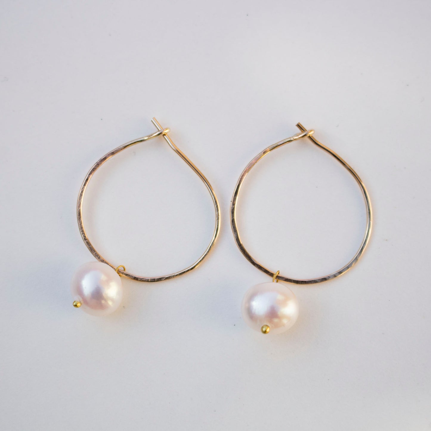 Freshwater White Pearl Hoop Earrings