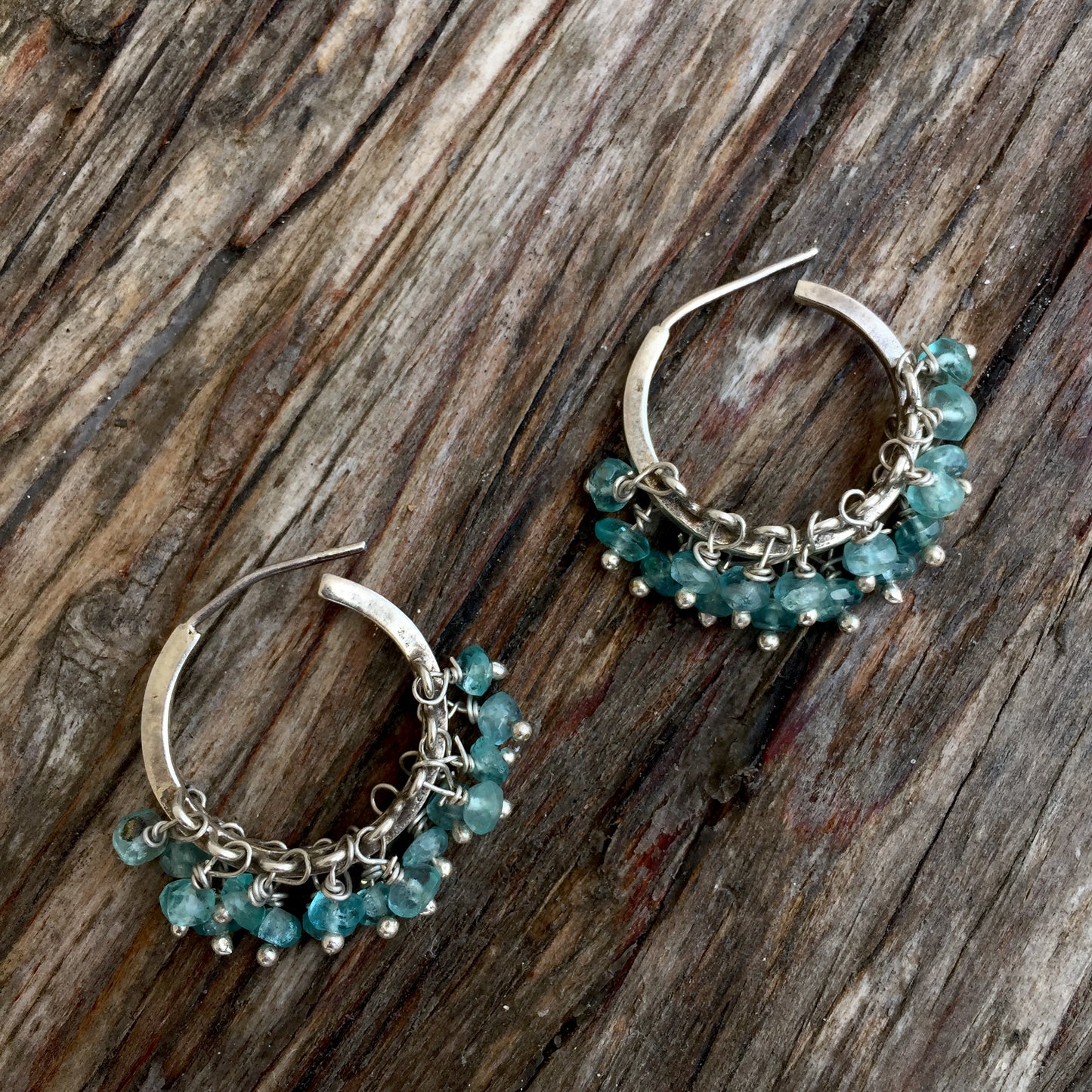 Blue Apatite Hoop Earrings