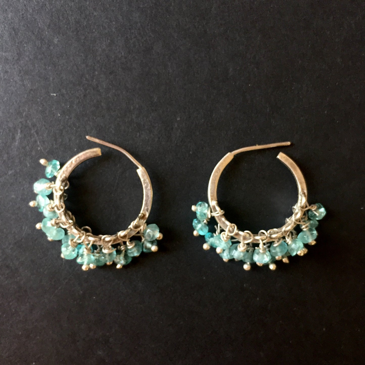 Blue Apatite Hoop Earrings