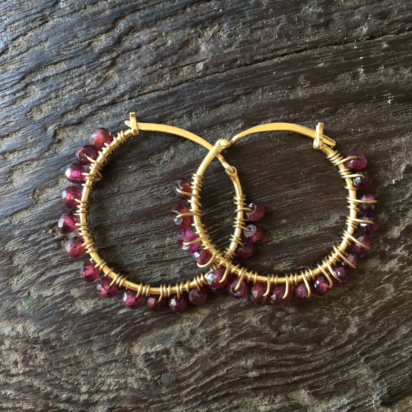 Vermeil Garnet Hoops
