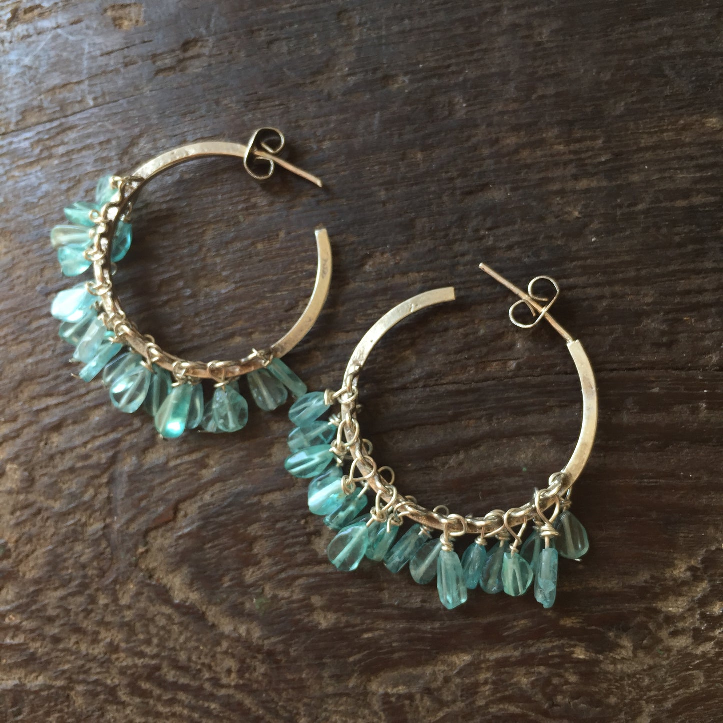 Blue Apatite Sterling Silver Hoops