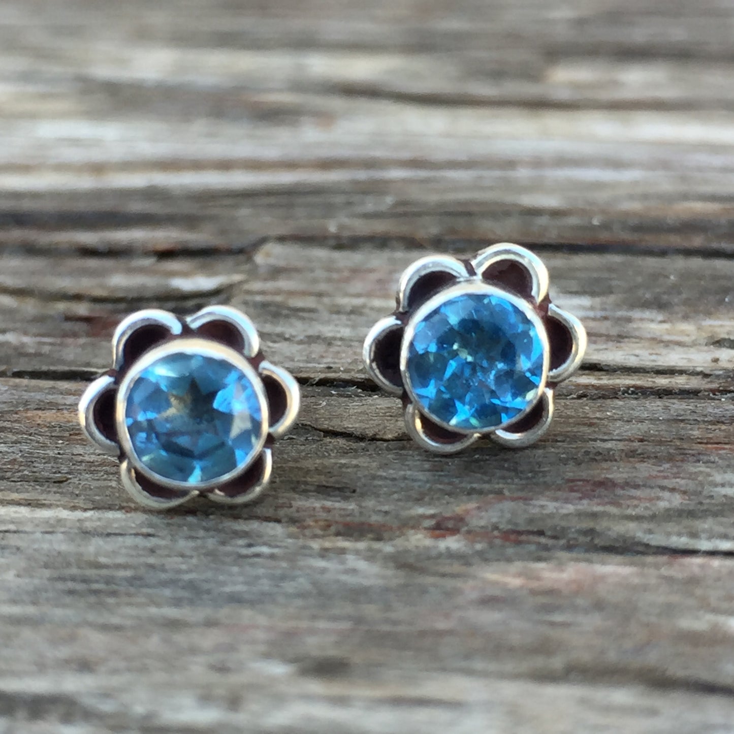 Blue Topaz Stud Earrings
