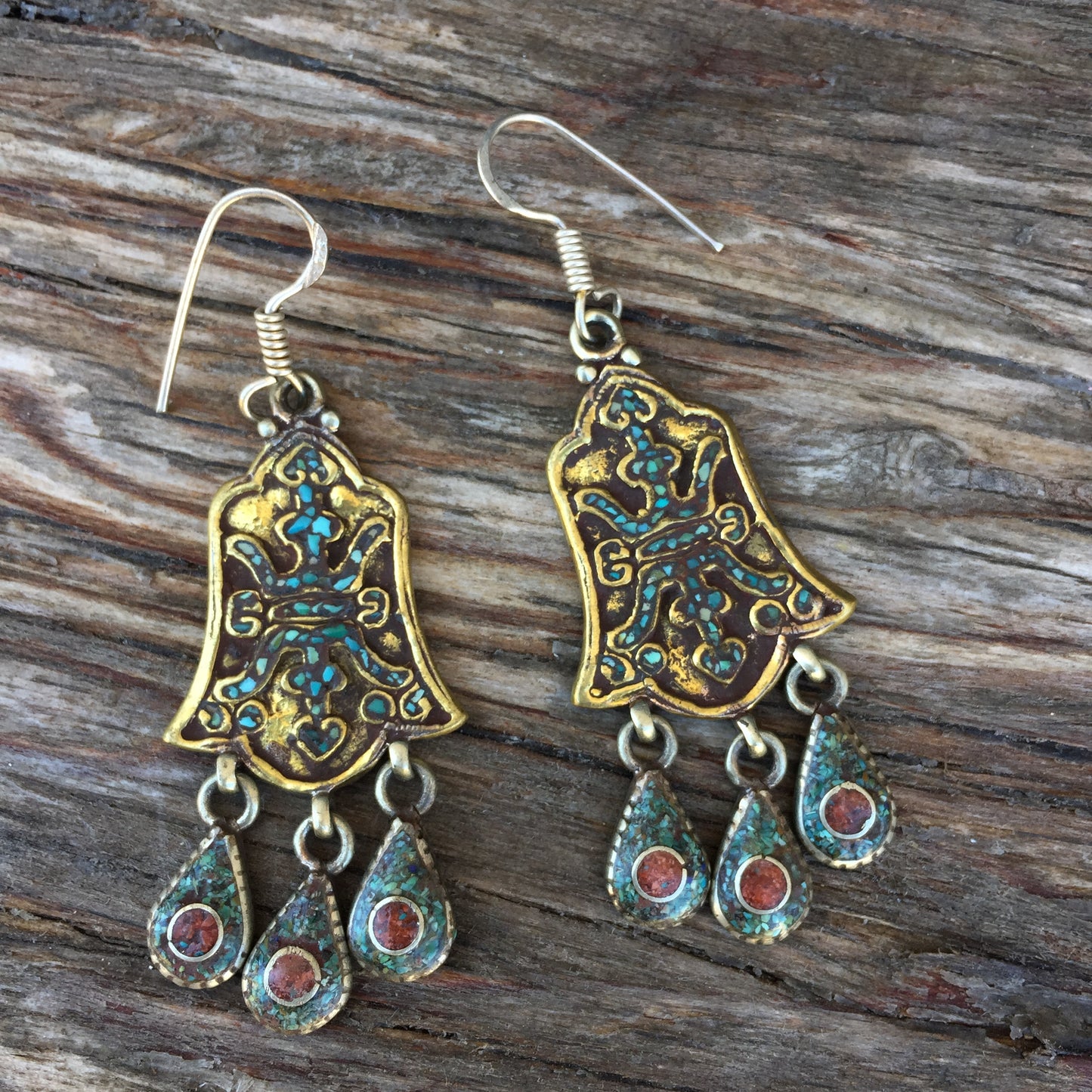 Turquoise Inlay Dangle Earrings