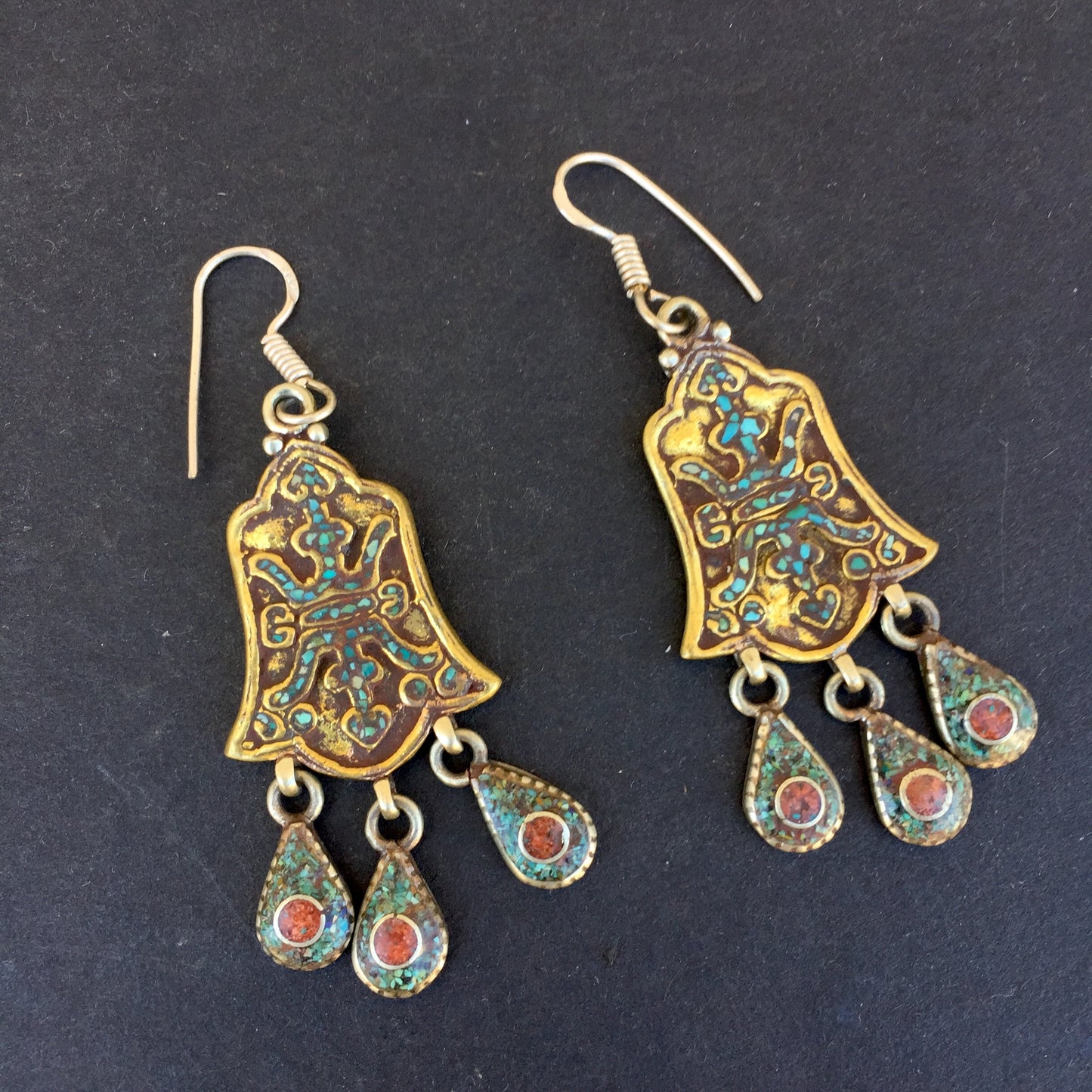 Turquoise Inlay Dangle Earrings