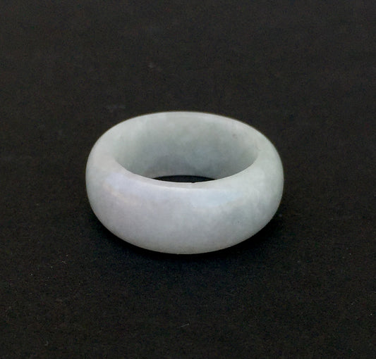 White Wide Band Jade Ring