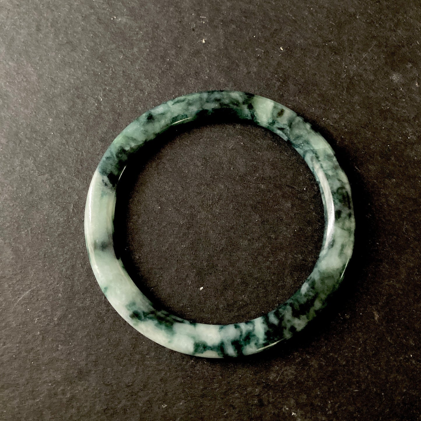 Thin green jade bangle bracelet