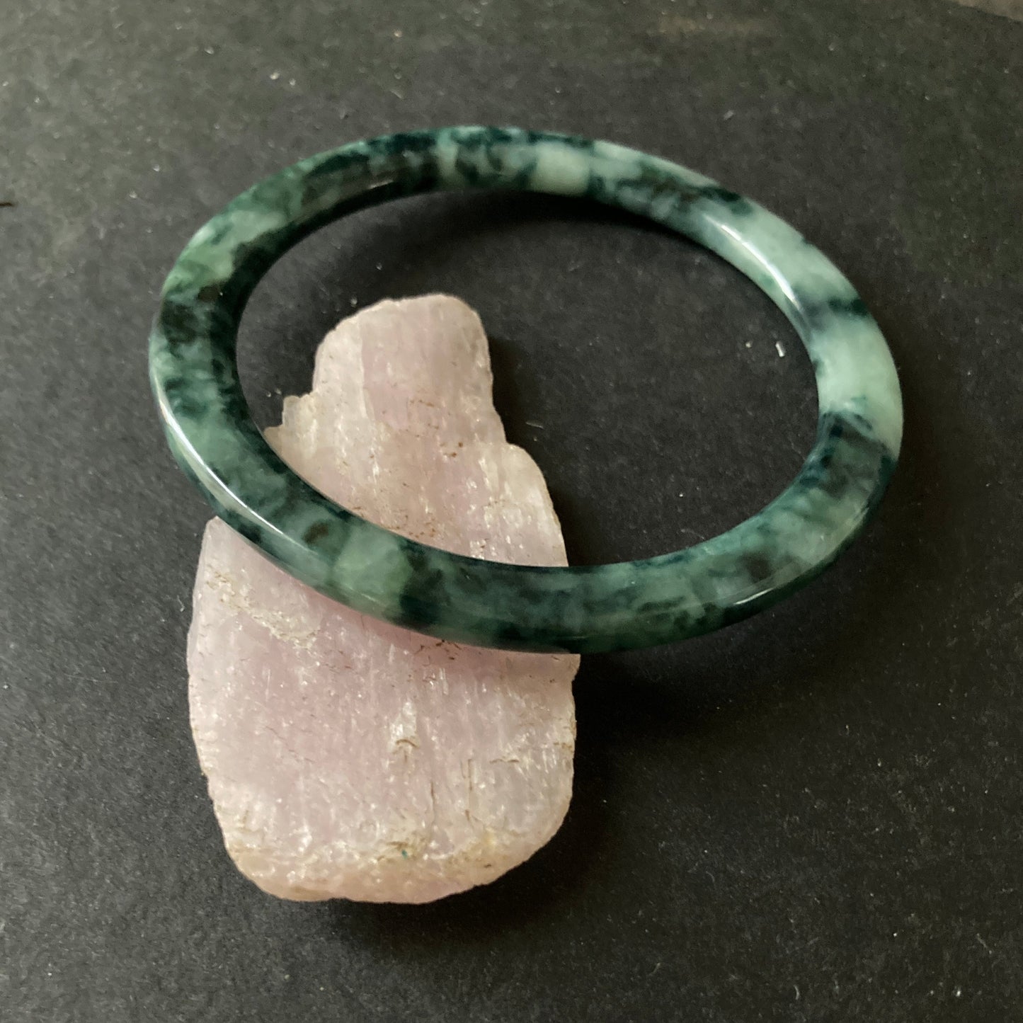 Thin green jade bangle bracelet