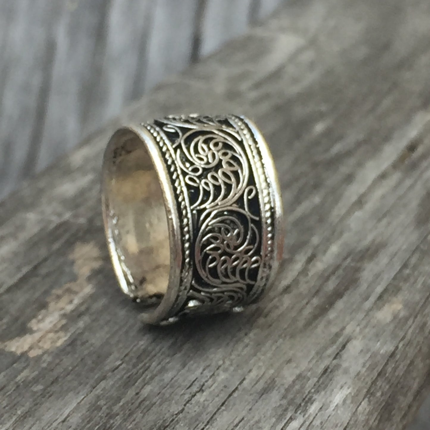 Filigree Wide Band Ring