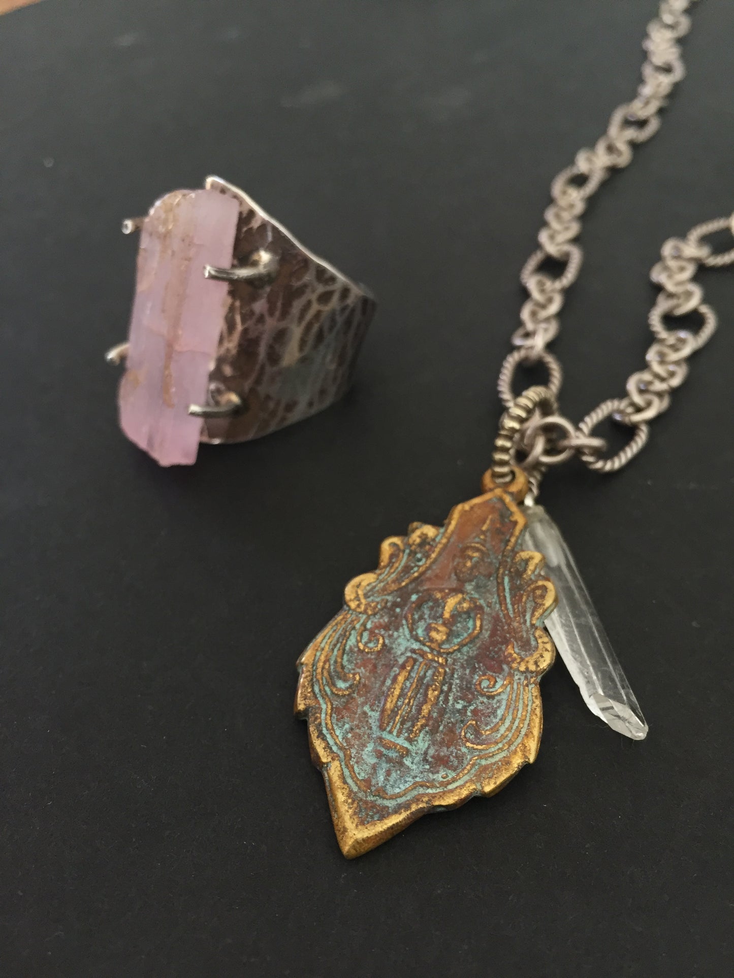 Crystal Point Sterling Silver Chain Necklace