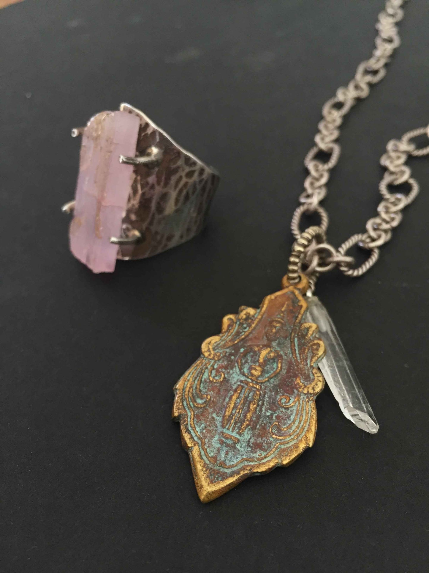 Crystal Point Sterling Silver Chain Necklace