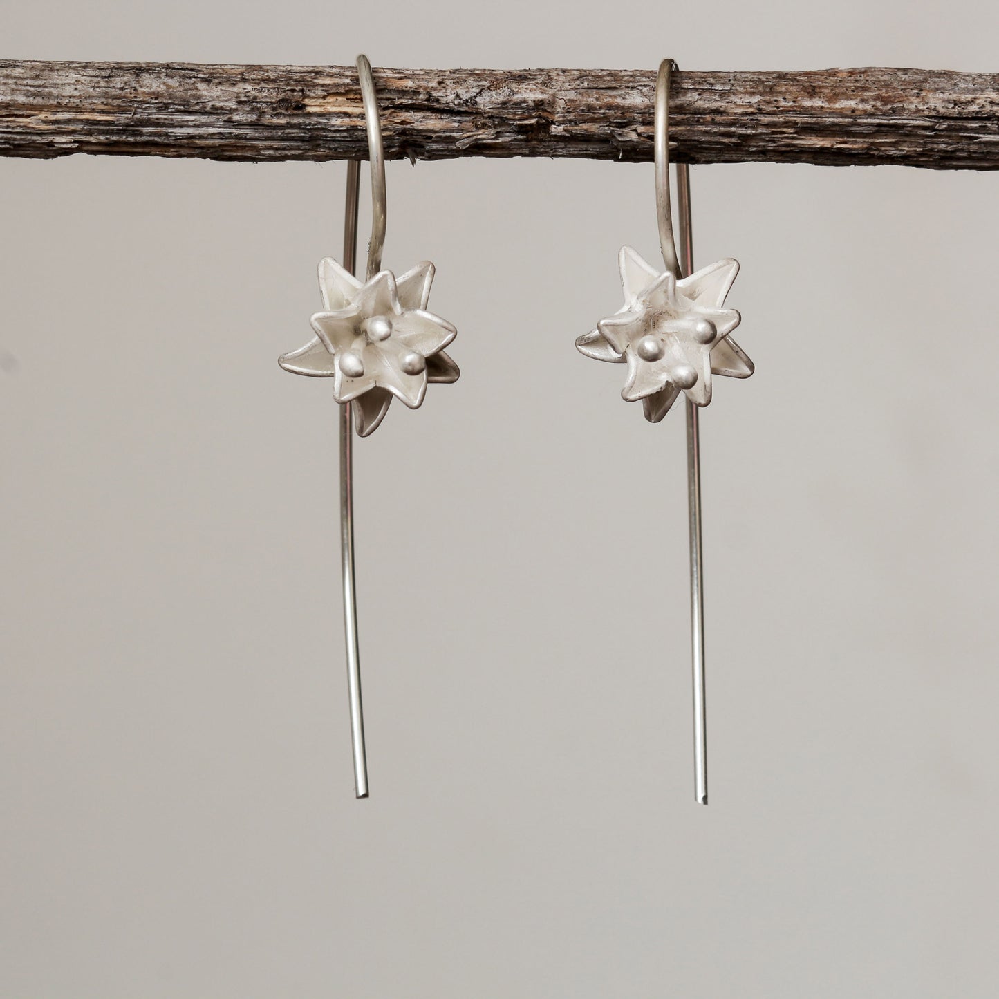 Sterling Silver Flower Bud Earrings