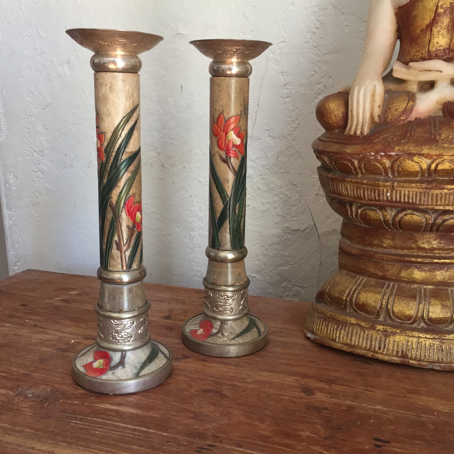Pair Of Stone Candle Holder