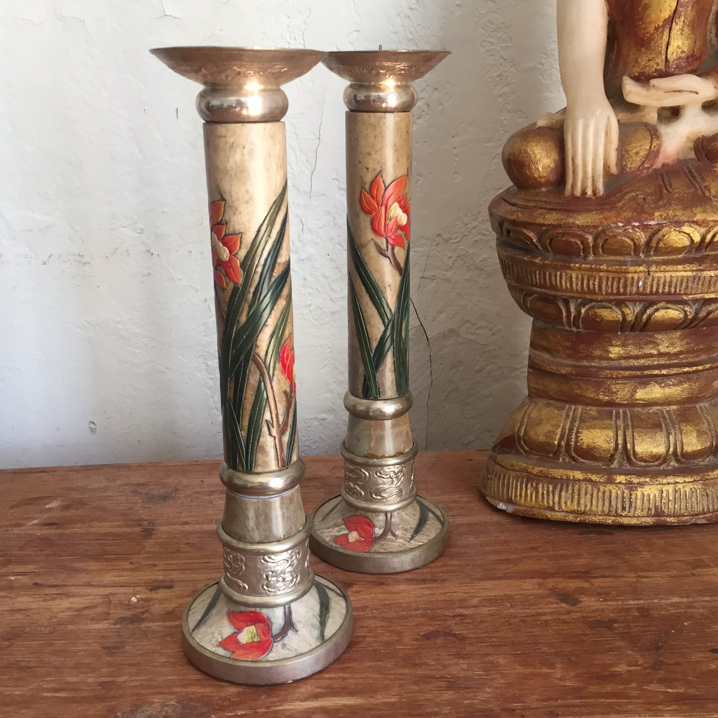 Pair Of Stone Candle Holder