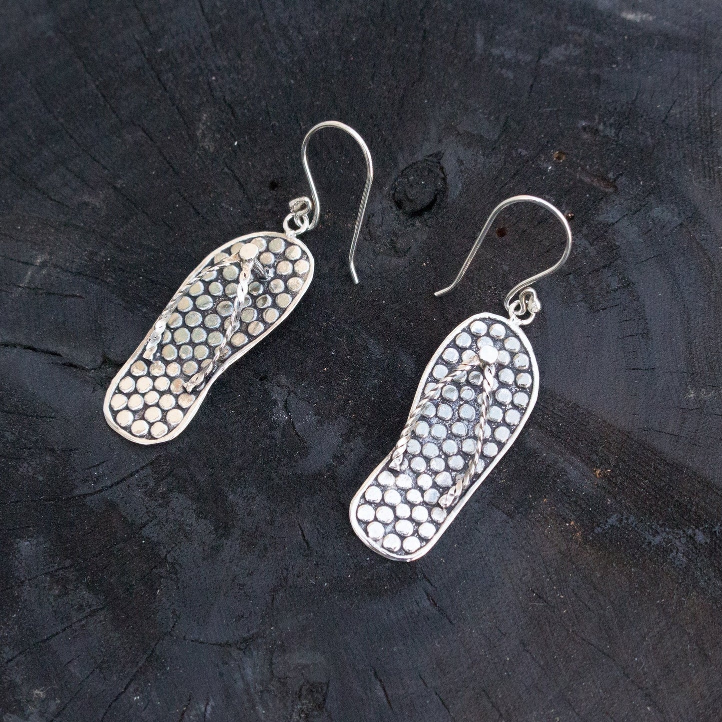 Sterling Silver Dangle Sandal Earrings