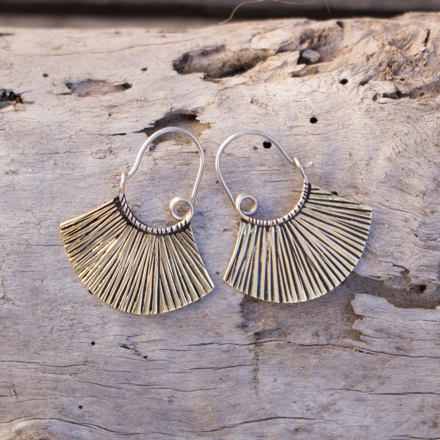 Brass Fan Earrings