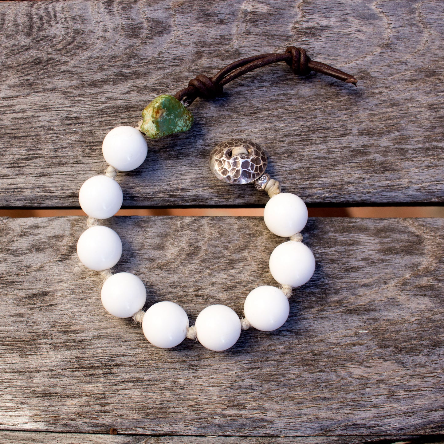 Seashell Beads On Leather Bracelet